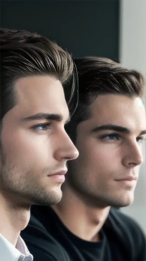 a group of young German men gathered together, focus on the face.