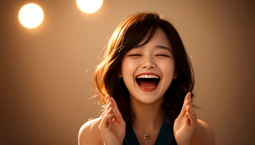 Person laughing and clapping hands