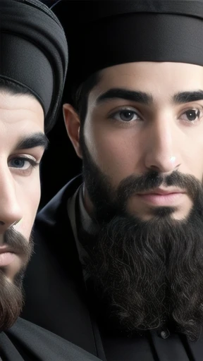 a group of Young Haredim men gathered together, focus on the face.