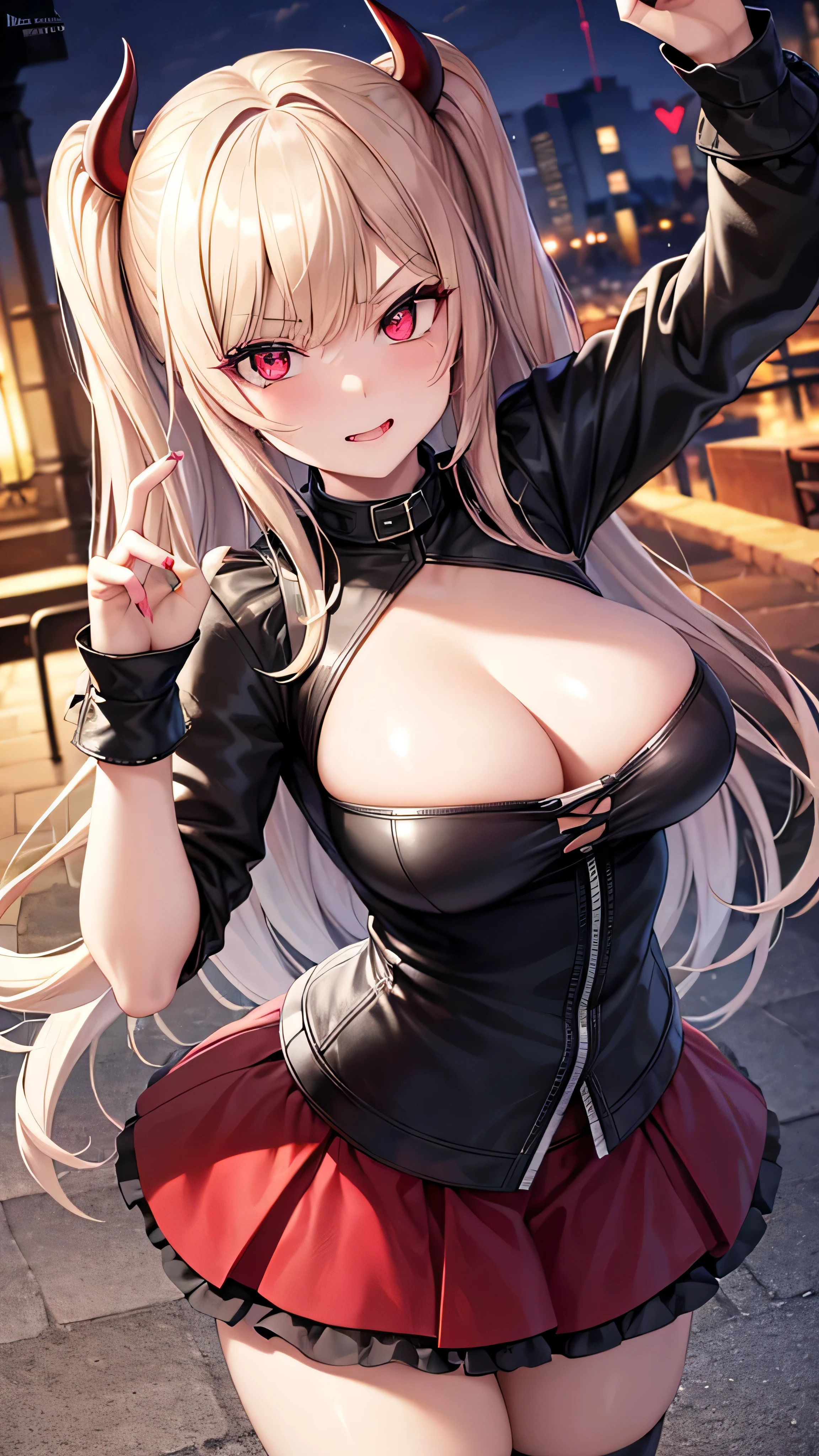 Best quality, une fille, diablesse, demon, yeux rouge, nasty look, envoutante, Threatening, la nuit, in front of me