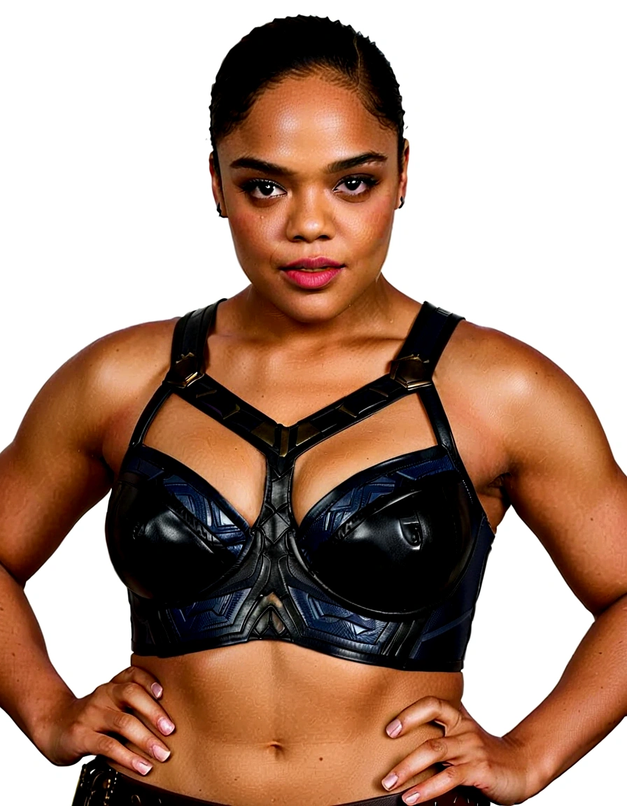 Extremely gorgeous woman Tessa Thompson AS A WAKANDAN WARRIOR, DETAILS, GOOD SKIN, highly detailed, skin pores, sharp focus, amazing details,