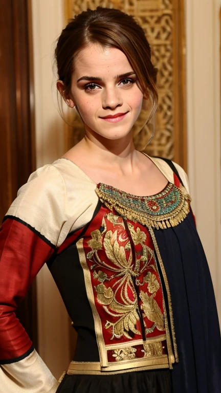 Emma Watson dressed in traditional Turkish clothing and a sexy smile.