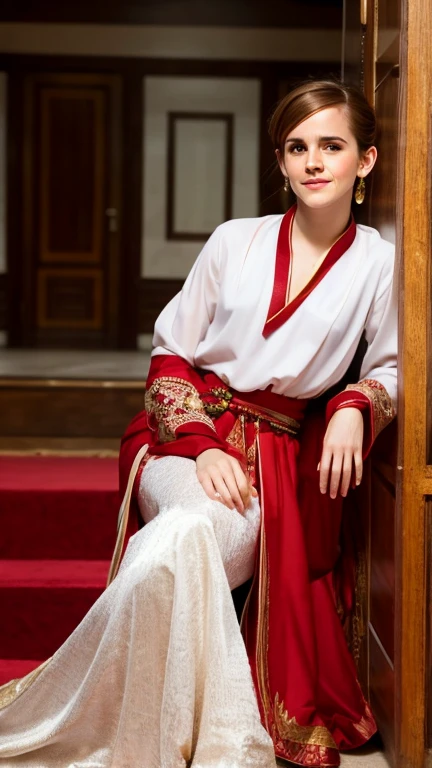 Emma Watson dressed in traditional Turkish clothing and a sexy smile.