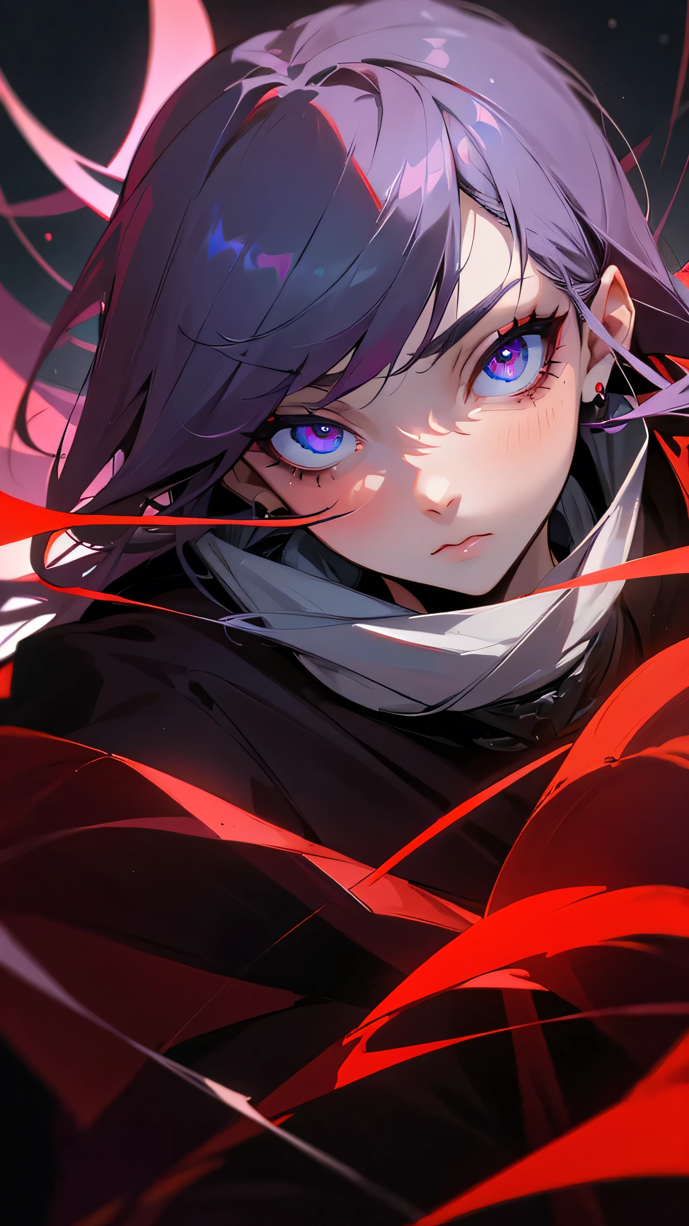 Best quality, une fille, yeux rouge, beau visage, nasty look, envoutante, la nuit, in front of me, robe gothique, visage uniquement