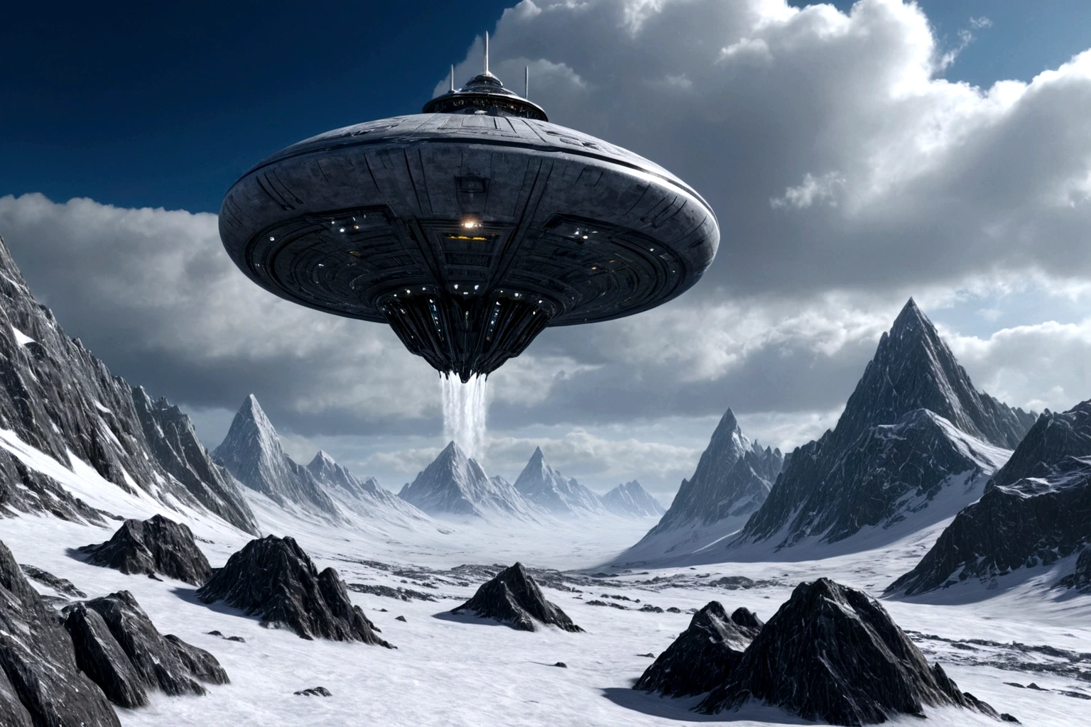 (((PASA UNA NAVE ESPACIAL DE COMBATE FUTURISTA SIGLO 40 DC PASA VOLANDO EN PRIMER PLANO)), (((PASA UNA NAVE ESPACIAL DE COMBATE FUTURISTA SIGLO 40 DC PASA VOLANDO EN PRIMER PLANO)), (((PASA UNA NAVE ESPACIAL DE COMBATE FUTURISTA SIGLO 40 DC PASA VOLANDO EN PRIMER PLANO)), ON AN ALIEN PLANET STEEP AND INTRINSIC MOUNTAINS WITH SHARP ROCKS WITH SNOW AND ICE, THE STORMY AND COLD SKY HAS THE CLOUDS DESTROYED BY THE FREEZING WIND FROM THE POLE, IMAGEN HIPER REALISTA, MAXIMUM DEPTH OF FIELD, MAXIMUM HDR 4K RESOLUTION, PERSPECTIVA PERFECTA