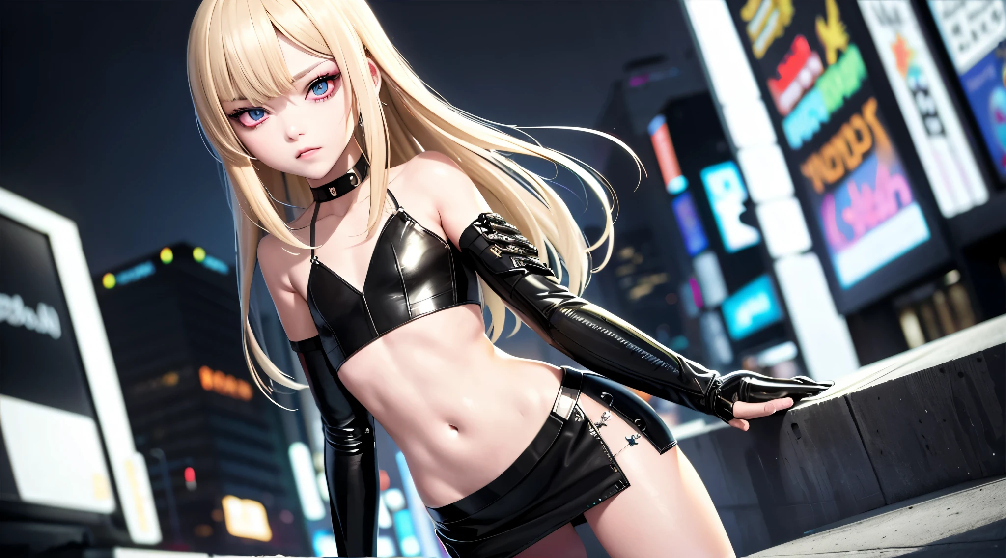 masterpiece,A high resolution,best qualtiy,hyper HD,super detailing,16k,anatomy correct,Beautiful young cyberpunk crossdresser feminine boy,cute face,long eyelasher,Hanging eye corners,White skin,((flat chested)),(Slim body),cyberpunk style,((very short skirt)),skimpy revealing feminine clothes, young blonde feminine boy, night city, little prostitute, crossdresser feminine boy, blonde sissy boy, embarrassed, looks you in the eye, childhood friend, Looks you in the eye, recognizes you, look embarrassed at you, sexually aroused, looks straight at you, wants to talk to you, love you