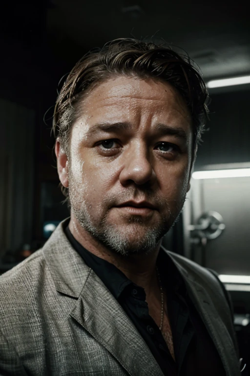 As Russell Crowe actor would look in the 50s.hyper realistic. 50's setting, (cinematic shot:1.3) vintage photo