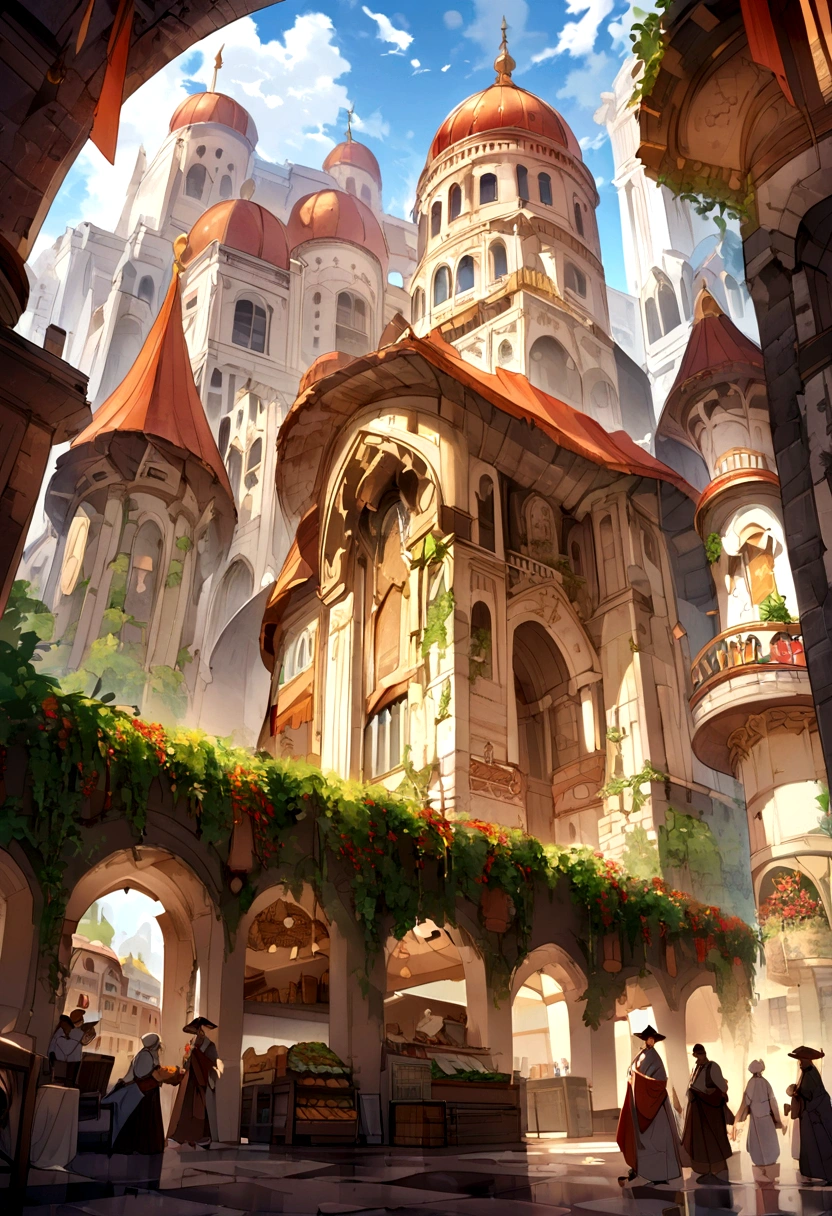 The Farmers' Market is described as a magnificent structure, possibly the most splendid in Omelas. It stands out for its grandeur and serves as a central point for the community, reflecting the city's prosperity and the abundance of its resources.