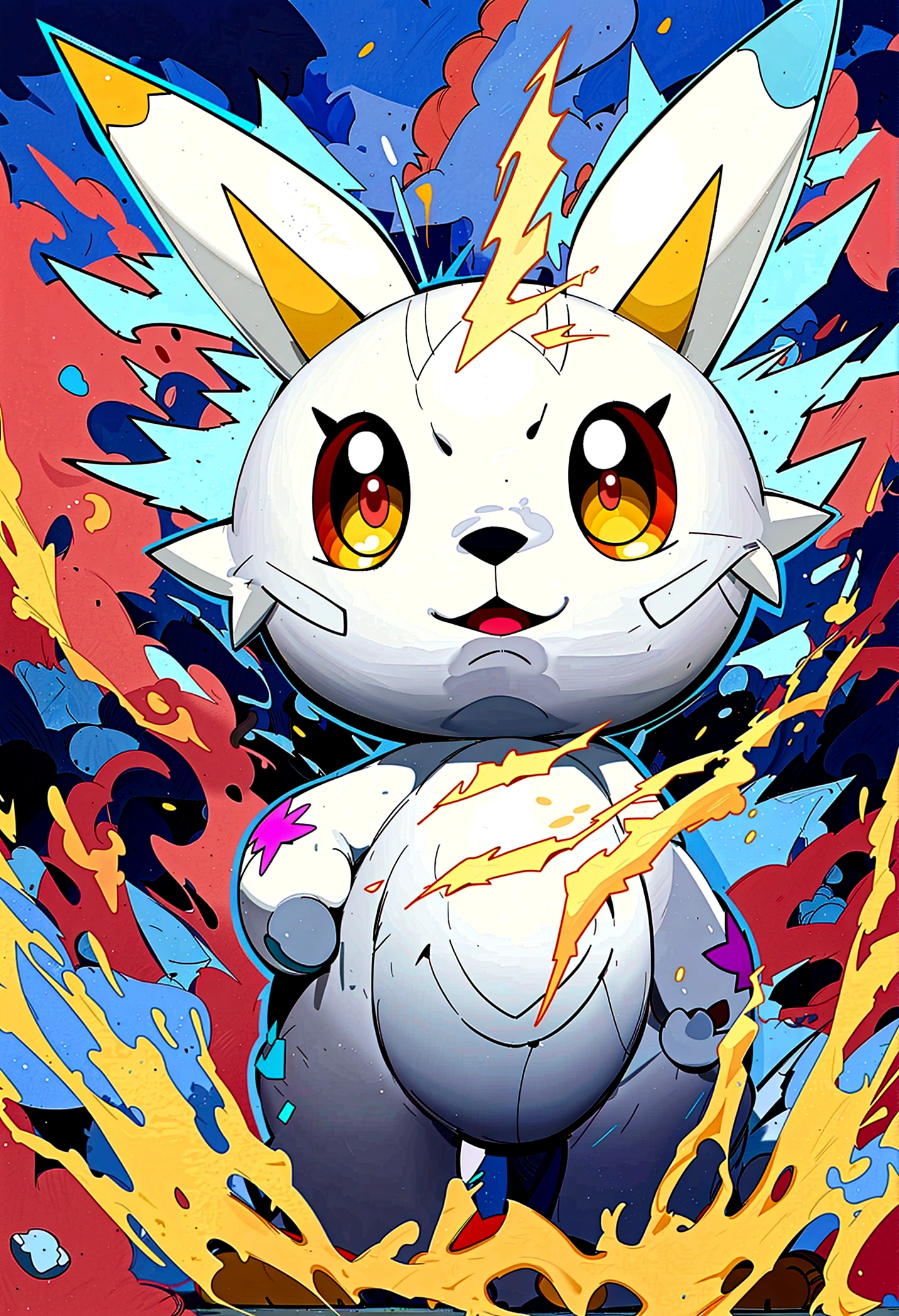create a mascot inspired by the Pokémon togedemaru with electrified lightning, original e estilo anime