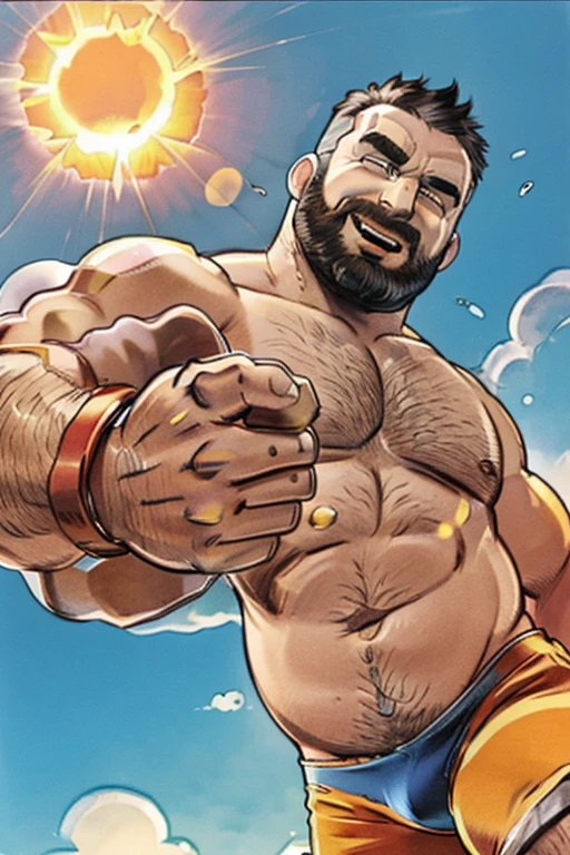(((((((a fat bearded man zangief personagem do jogo Street fight 6))),walking barefoot on the beach ((wearing only red swim speedo)),(he doesn't wear a t-shirt),(he doesn't wear shorts), sunglasses, smiling, holding a glass of wine, short white hair, watch on the wrist, Nordic bracelets on the wrist, Nordic cord around the neck, incredible clouds in the sky, reflection of the sun, low angle of the image.)))), arte conceitual hiper detalhada, arte premiada, fine and precise character construction. Obra prima. Ultra detalhada a imagem em 8k. The minute details of the image make it even more incredible for the viewer. sentido muito prazer, corpo muito suado, extreme body sweating gesturing speaking expressing oneself with hands. Big tongue laughing. Genital Masculino tamanho largo exagerado GG comprido e norme .Genital Masculino tamanho hiper longo, genital Masculino tamanho Gigantescos, genital Masculino tamanho anormal, genital Masculino super comprido, Grande porra, Gozar muito, Goza ). ejaculando exageradamente, Gozando sem limites, Jorrando jatos de esperma da glande peniana,(posando),corpo todo