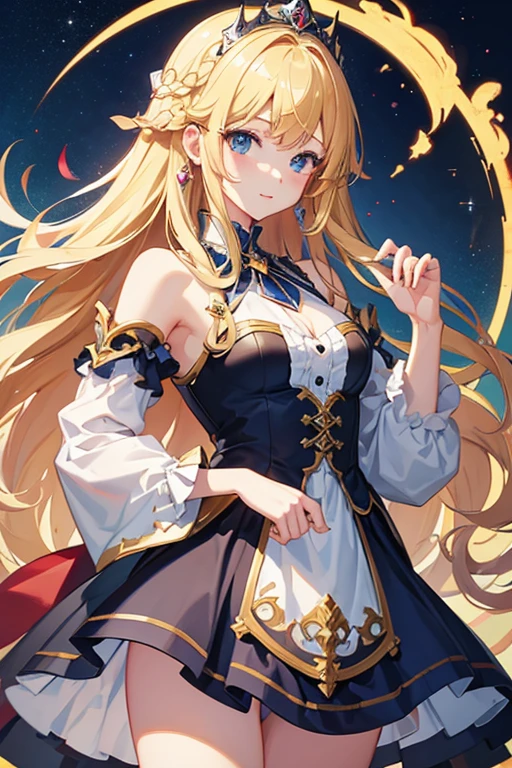 masterpiece, highest quality, High resolution,Follow the prompts、Anime Style、One Girl、Princess、Beautiful girl with long blonde hair