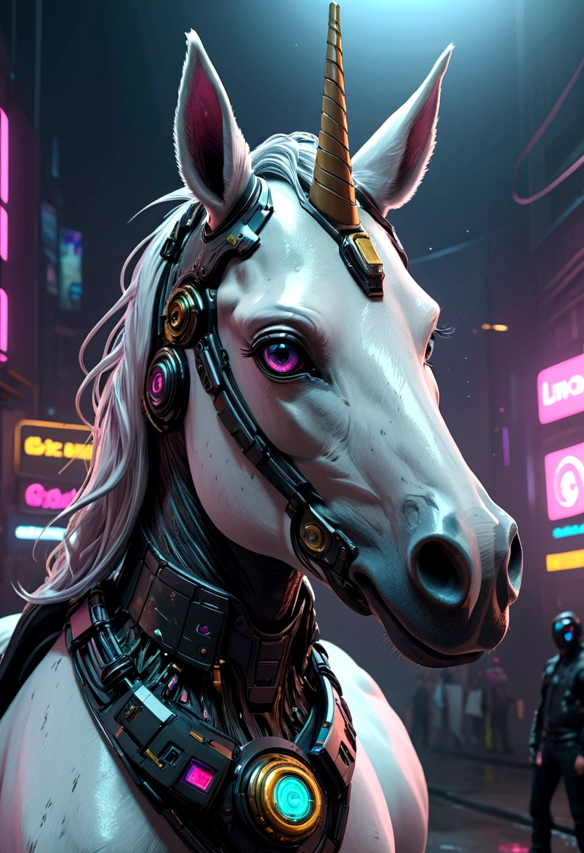 cyberpunk unicorn horse