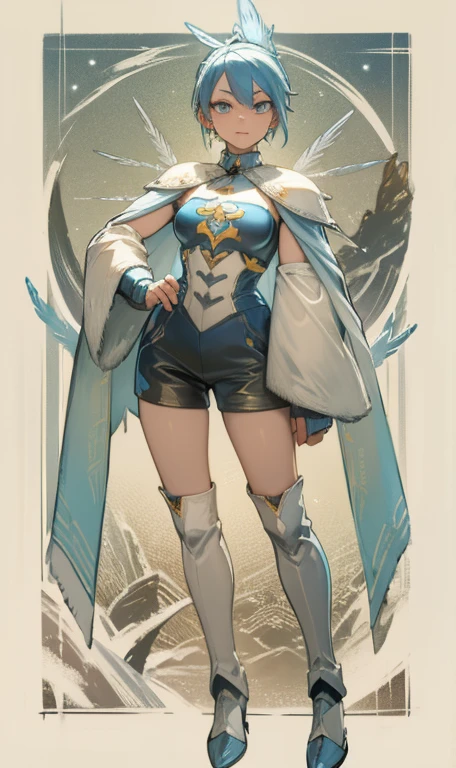(high-res, vivid colors), blue bird alien, detailed feathers, sparkling eyes, alien landscape, vibrant colors, surreal atmosphere, glowing lights, otherworldly features, intricate patterns, dreamlike scenery, Arctic Frost Ranger: A suit featuring icy blue and frosty white hues, accented with snowflake patterns and frost crystals. This Ranger commands the power of ice and cold, with abilities such as creating blizzards, forming ice constructs for defense, and freezing enemies in their tracks.