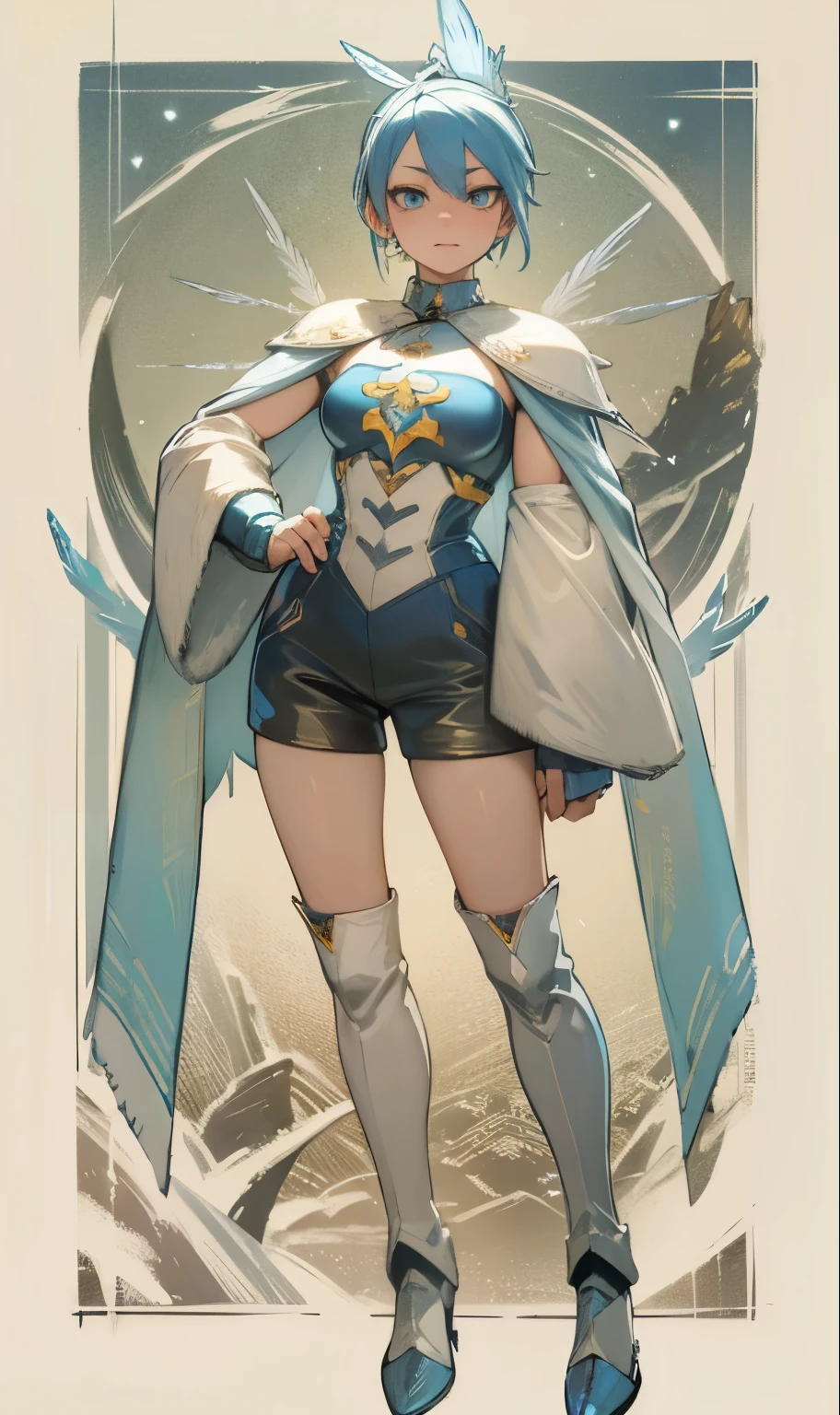 (high-res, vivid colors), blue bird alien, detailed feathers, sparkling eyes, alien landscape, vibrant colors, surreal atmosphere, glowing lights, otherworldly features, intricate patterns, dreamlike scenery, Arctic Frost Ranger: A suit featuring icy blue and frosty white hues, accented with snowflake patterns and frost crystals. This Ranger commands the power of ice and cold, with abilities such as creating blizzards, forming ice constructs for defense, and freezing enemies in their tracks.
