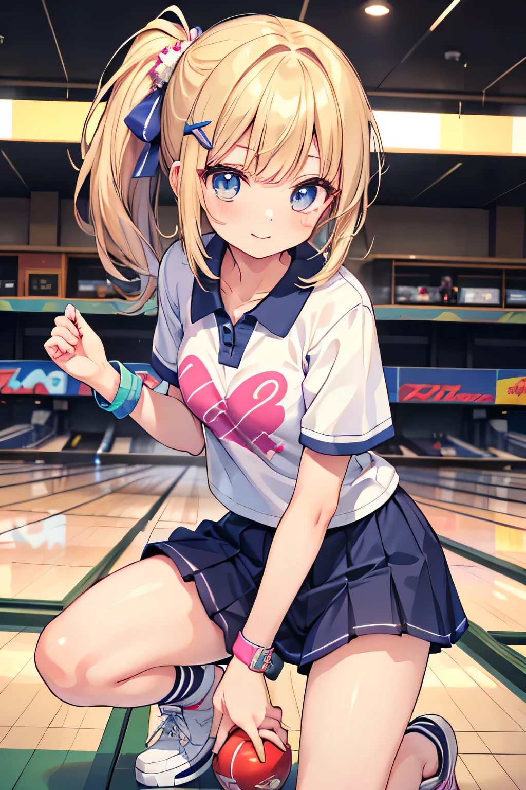 highest quality、High resolution、Detailed Background、Anatomically correct、(Detailed facial expressions)、(Detailed eyes:1.2)、Teenage beauty、(Highly detailed face:1.4)、(Highly detailed face:1.4)、cute hair color、cute hairstyle、bowling alley、Cute gestures、
bowling alleyに行くのが楽しみ、Playing with friends、
You've gotten better at throwing strikes、Let's all rejoice together、
The sound of pins falling echoes、Good at rolling the ball、
It's my turn next、I'll try throwing it with all my might、
one two three、A lot of pins fell、Everyone smiles and claps、
Everyone enjoying bowling、It's heartwarming to see them playing together、
After bowling、We all had lunch together、
It's nice to have a lively conversation、
Bowling day is so exciting、
Time spent with friends becomes precious memories、
We recommend a casual T-shirt that is easy to move in.、
T-shirts with character patterns or logos can also create a feminine look.、
A polo shirt gives an elegant impression while being easy to move around in.、
We recommend a cute and colorful polo shirt.、
A knee-length flared skirt is easy to move in and gives a cute impression.、
We also recommend skirts with sporty designs.、
Tapered pants and shorts are comfortable and easy to move in.、
Sports-themed pants are stylish、
Sneakers are recommended、Colorful sneakers give a cute impression、
Wearing a wristband makes it look more sporty、
Hair accessories such as ribbons and hairpins can add a feminine touch.、cute