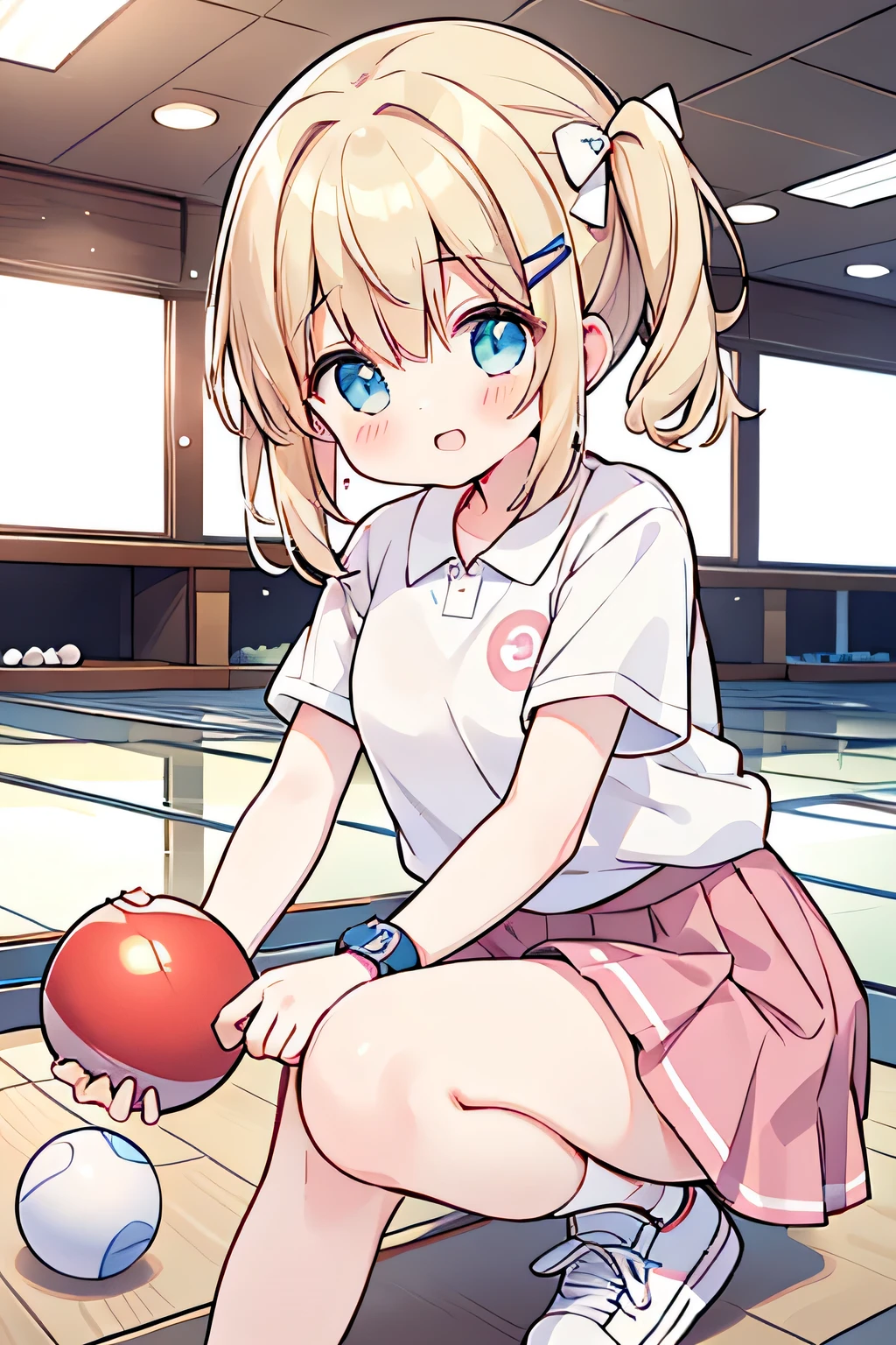highest quality、High resolution、Detailed Background、Anatomically correct、(Detailed facial expressions)、(Detailed eyes:1.2)、Teenage beauty、(Highly detailed face:1.4)、(Highly detailed face:1.4)、cute hair color、cute hairstyle、bowling alley、Cute gestures、

bowling alleyに行くのが楽しみ、Playing with friends、
You&#39;ve gotten better at throwing strikes、Let&#39;s all rejoice together、
The sound of pins falling echoes、Good at rolling the ball、
It&#39;s my turn next、I&#39;ll try throwing it with all my might、
one two three、A lot of pins fell、Everyone smiles and claps、
Everyone enjoying bowling、It&#39;s heartwarming to see them playing together、
After bowling、We all had lunch together、
It&#39;s nice to have a lively conversation、
Bowling day is so exciting、
Time spent with friends becomes precious memories、

We recommend a casual T-shirt that is easy to move in.、
T-shirts with character patterns or logos can also create a feminine look.、
A polo shirt gives an elegant impression while being easy to move around in.、
We recommend a cute and colorful polo shirt.、
A knee-length flared skirt is easy to move in and gives a cute impression.、
We also recommend skirts with sporty designs.、
Tapered pants and shorts are comfortable and easy to move in.、
Sports-themed pants are stylish、
Sneakers are recommended、Colorful sneakers give a cute impression、
Wearing a wristband makes it look more sporty、
Hair accessories such as ribbons and hairpins can add a feminine touch.、cute