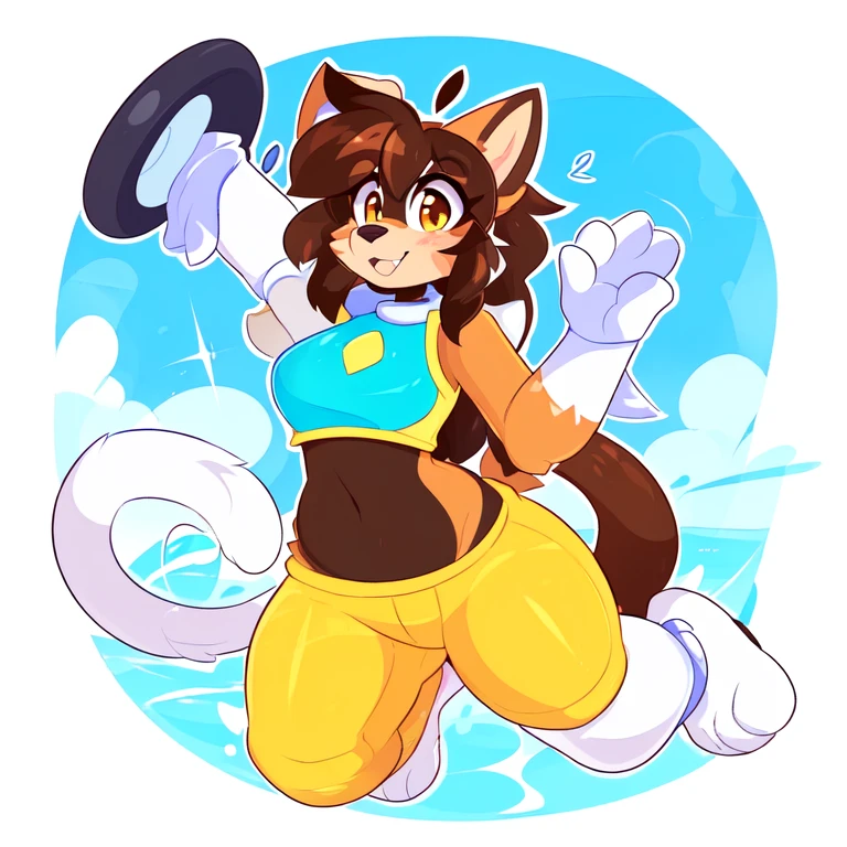 uploaded on e621, 1930s rubber hose anthro cat, uploaded to e621, ((by teranen, by freeedon, by Kilinah, by Coffeesoda, by Hioshiru, by Kilinah)), has thick thighs, wearing yellow swimming shorts, jumping like Mega man, high quality, crisp