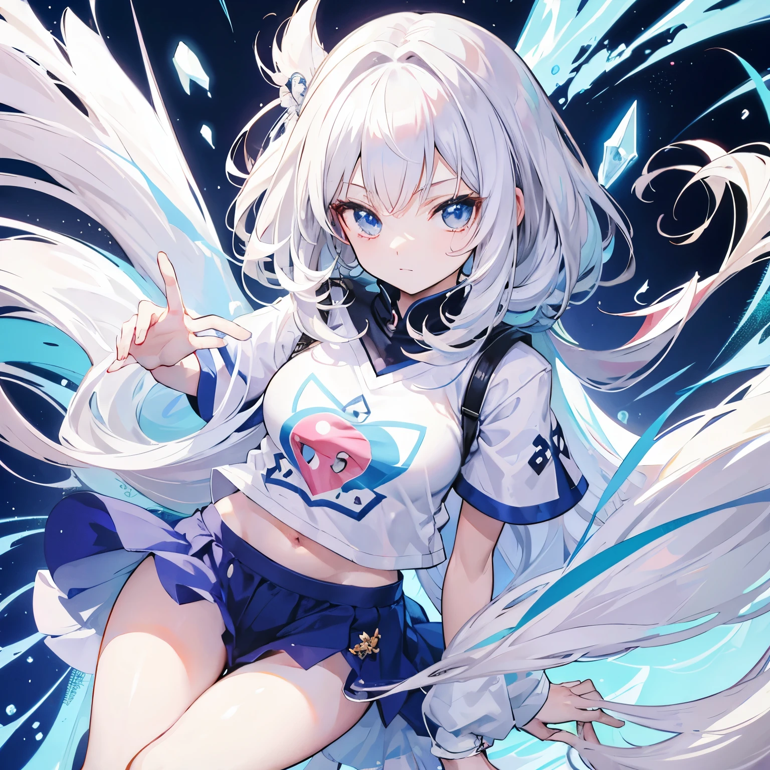 Personagem de anime com cabelo branco com uma blusa da supreme