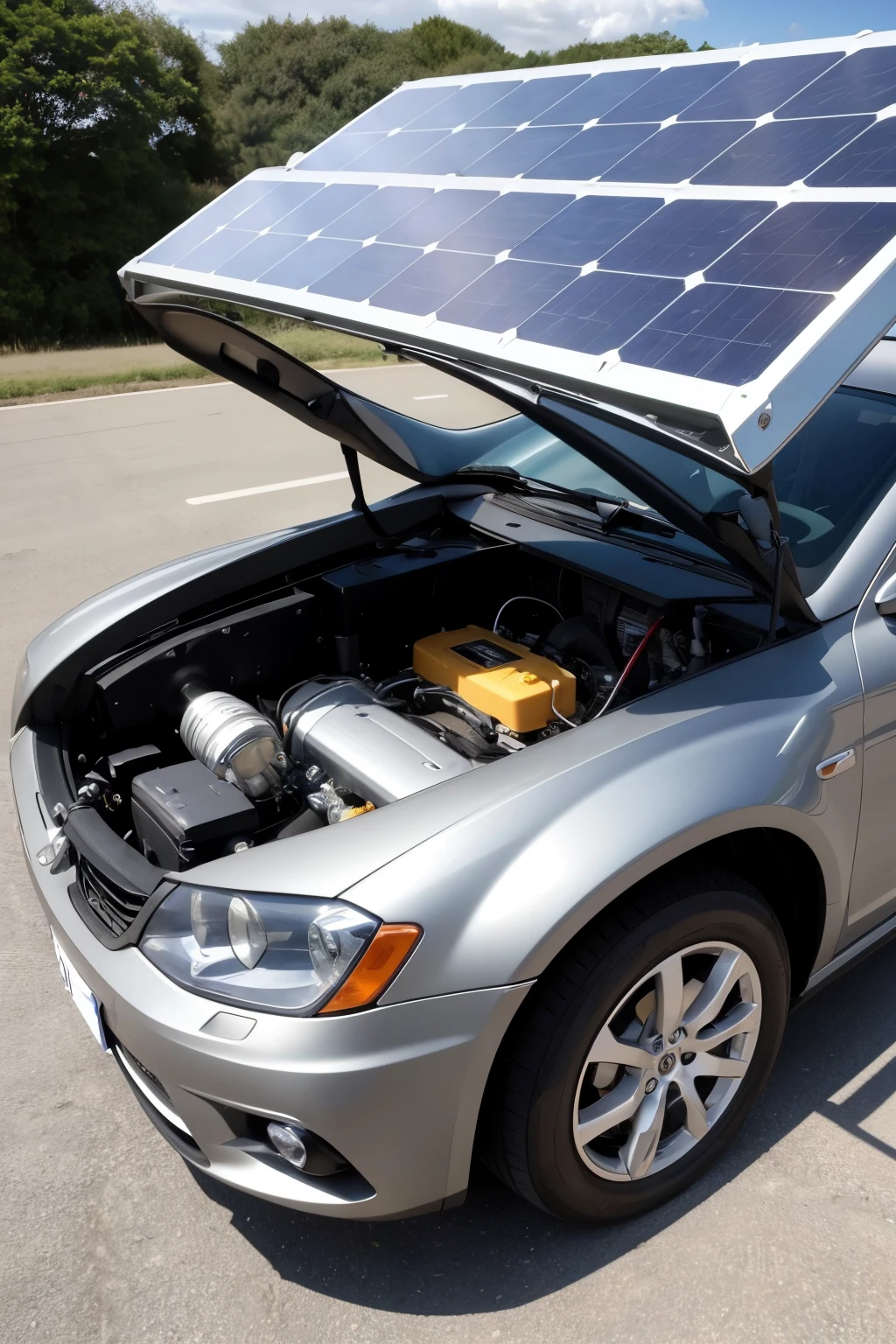 A sustainable car engine powered by solar energy
