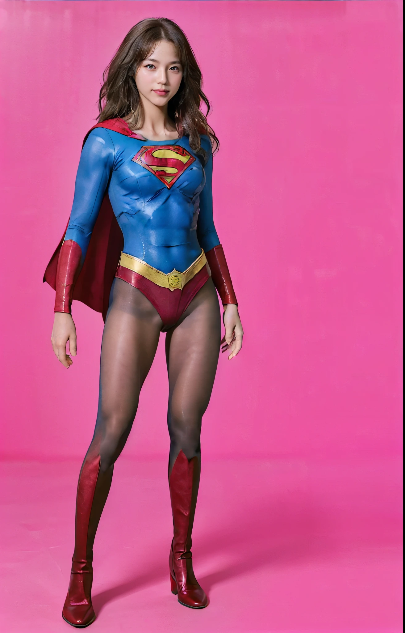 No background、(((Beautiful legs in black tights.)))、(((Legally express the beauty of your smile)))、((((Make the most of your original images)))、(((体にぴったりフィットするSupergirl Costume)))、(((Supergirl Costume)))、(((Beautiful Hairstyles)))、(((She is winking cutely.)))、(((Please wear black tights....、Wear red boots)))、((Best image quality、8k))、((highest quality、8k、masterpiece:1.3))、(((Preserve background )))、Sharp focus:1.2、Beautiful woman with perfect figure:1.4、Slim Abs:1.2、Wet body:1.5、Highly detailed face and skin texture、8k
