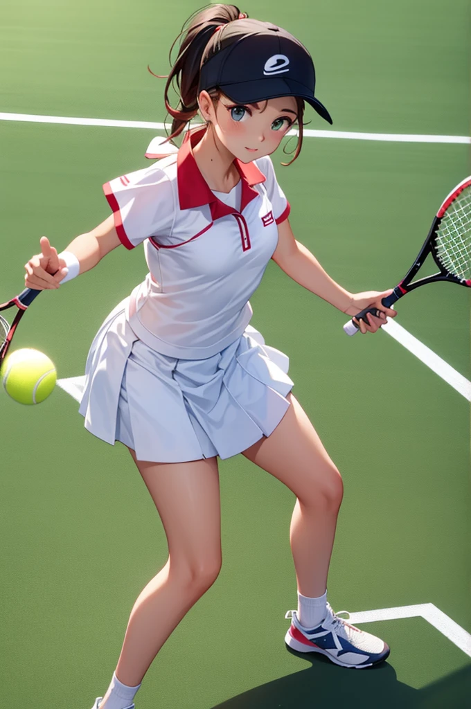 chris、25 years old、Redhead (shortcuts)、beautiful woman, playing tennis, 