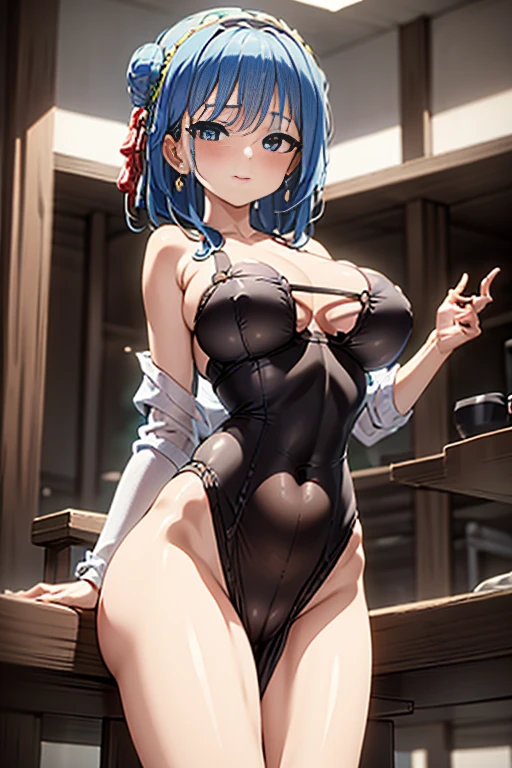 (((Masterpiece))),(((Super Detail))),(((in 8K))),(((best composition))),(((Rim lighting,Fireglow effect,deep shadow))),solo),Beautiful fingers,Detailed finger features,(Detailed hair features:1.7),(Dynamic and sexy bending pose:1.3),detailed facial features,detailed clothes features, (perky chest:1.1), (pointed chest:1.3), delicate beautiful face, Bright blue eyes, cute eyes, sparkling eyes, Big eyes, beautiful detailed eyes,double bun with glittering hair ornament:0.6,(super detailed glossy skin:1.3),slender body,goddess smile,((with sparkling eyes and a contagious smile)),beautiful posture,have a cup of coffee,black hair, red eyes, dress, bare shoulders, jewelry, collarbone, sidelocks, hairband, earrings, indoors, off shoulder, sweater, arms behind back, plant, short hair with long locks, white hairband, off-shoulder dress, sweater dress, off-shoulder sweater, red sweater, big side hair, very long side hair,(super delicate kitty pattern:1.2),seductive cleavage:1.3,beautiful glossy legs,shiny black high heels,lifting dishes with cakesd,japanese restaurant,hustle and bustle,rising steam of coffee,(((depth of fields)))