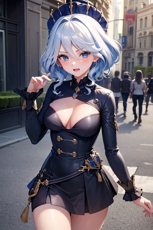 (highest quality,4K,High resolution,masterpiece:1.2),Very detailed,Beautiful details, Teenage body,Expressions of joy,Furina character, -yeld terrassed,Walking around the city, Shiny Hair,
putting own finger deep into vagina