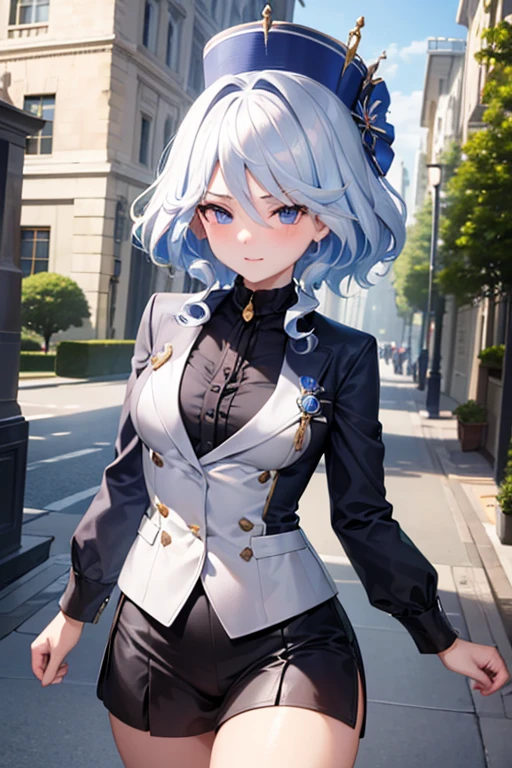 (highest quality,4K,High resolution,masterpiece:1.2),Very detailed,Beautiful details, Teenage body,Embarrassed,Furina character, 16-year-old teenager, Happy expression,Walking around the city, Shiny Hair,
nsfw,(skirt lift:1.3),(white pantie:1.1), showing off pantie,cameltoe