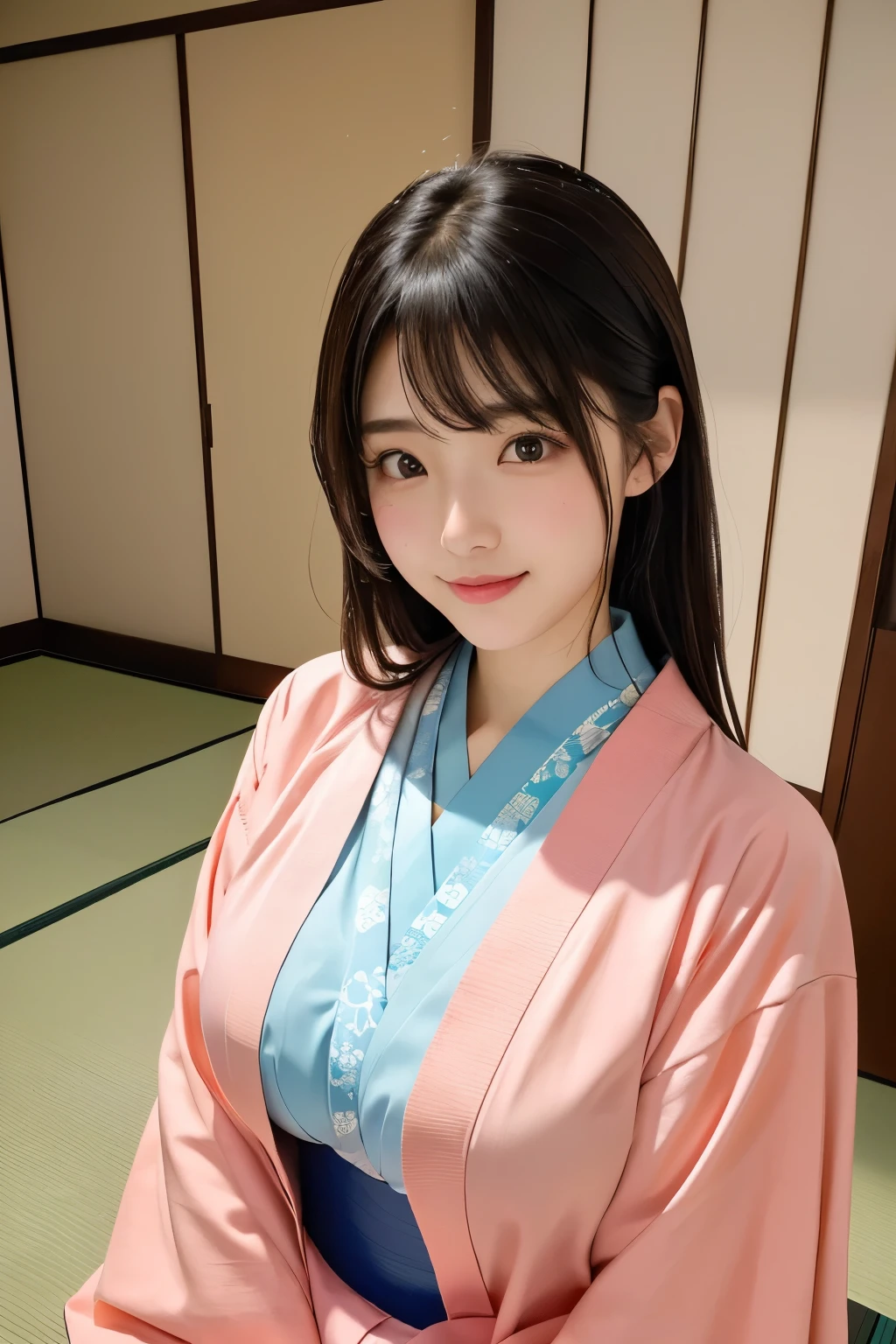 最high quality、high quality、Best image quality、8K、最High resolution、High resolution、最high quality、masterpiece、RAW Photos、whole body写真、Detailed and realistic human body、Detailed and realistic skin、Realistic face in every detail、Realistic reproduction of every detail、Realistic fingers in every detail、(Perfect and beautiful hands、thumb1reference4)、((Beautiful Japanese Woman))、(Bare chest)、((60 year old beautiful mature woman))、(Sticky liquid on hands)、(Thread in hand)、((whole body))、(Slim and perfect figure)、(Large Breasts)、((Colorful(Flower pattern kimono))、((A string is pulling from his fingers))、((Lying on a futon))、