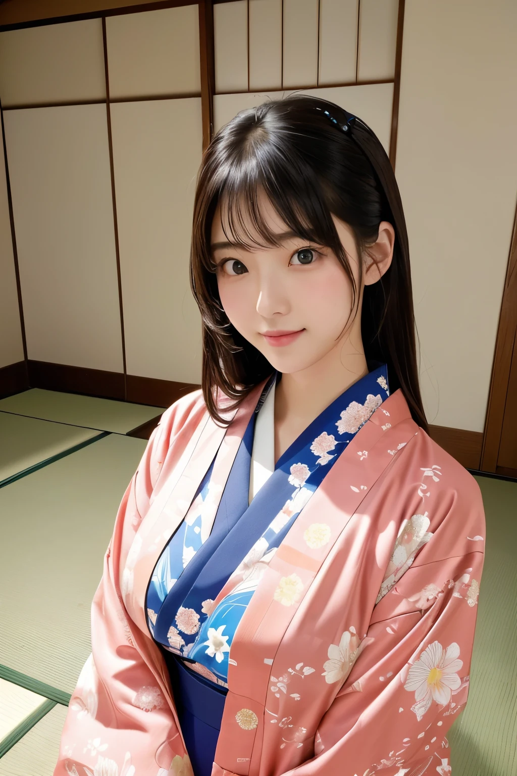 There is a woman posing for a picture in a room, wearing Japanese , Japanese girl , anime girl in real life, Japanese , Another Iwakura close-up, young gravure idol, Japanese style wallpaper,
