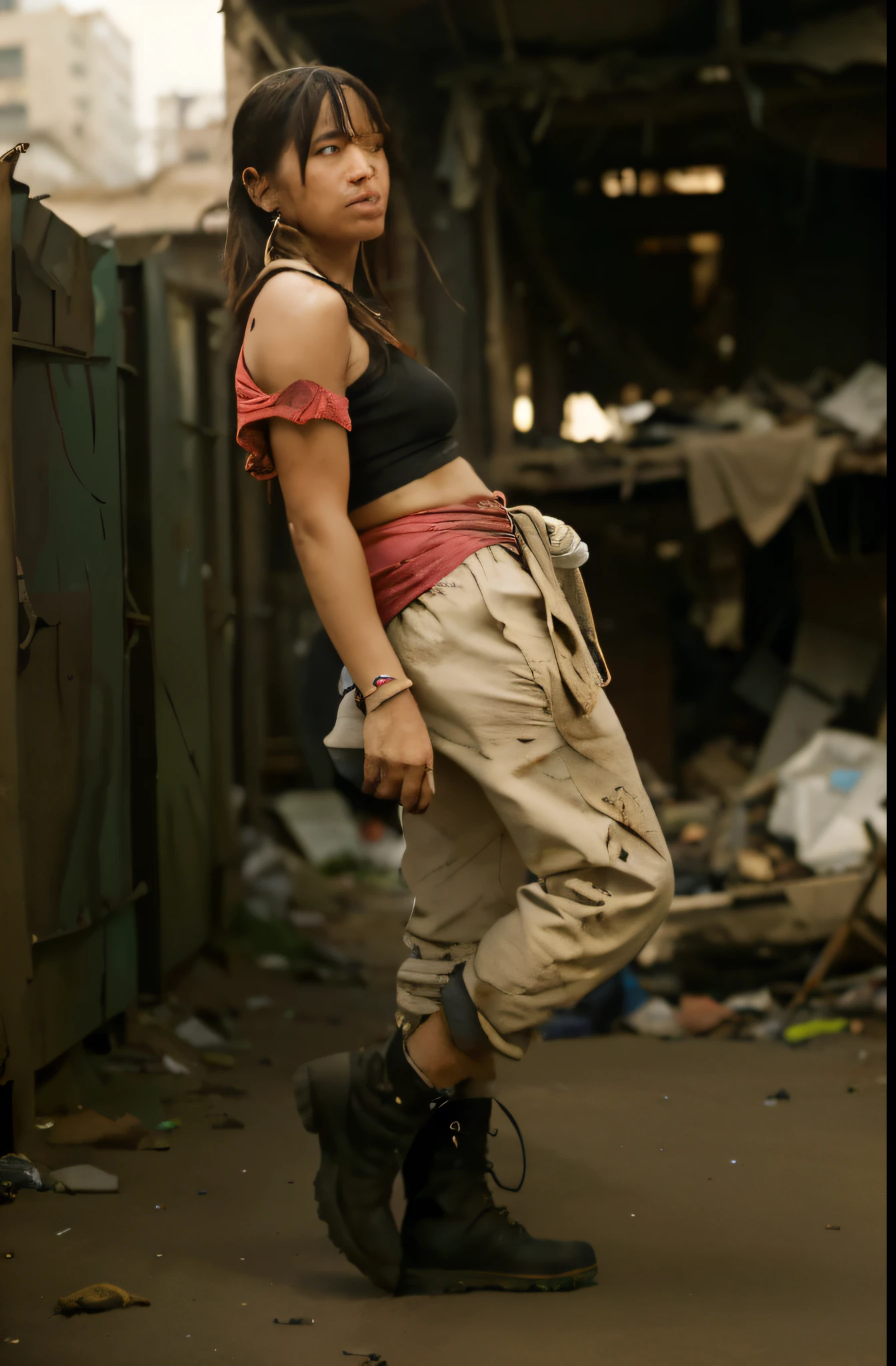 (Best quality, 8k, 32k, Masterpiece, UHD:1.2), "Imagine the bleak and desolate expanse of Ryuseigai, also known as Meteor City, from Hunter x Hunter. Envision a vast wasteland filled with the remnants of discarded items and debris, stretching as far as the eye can see. The sky above is often overcast, casting a gray, somber light over the landscape, emphasizing the city's forgotten and abandoned nature.
The ground is uneven, littered with broken electronics, rusted machinery, and piles of junk that form makeshift structures and shelters. Amidst the rubble, narrow, dusty pathways wind through the chaotic landscape, creating a labyrinthine network where the inhabitants move about.
In the midst of this chaos, ramshackle buildings and shantytowns emerge, constructed from salvaged materials. These improvised homes stand in stark contrast to the organized cityscapes of more prosperous regions, reflecting the resilience and resourcefulness of Meteor City's residents. The buildings are often patchworks of metal, wood, and other discarded materials, creating a jumbled yet functional aesthetic.
The atmosphere is thick with a sense of survival and desperation, but also an underlying community spirit among those who live there. The air carries the smell of rust, dust, and occasionally the pungent scent of burning refuse. Scavengers and inhabitants are seen going about their daily routines, sifting through the endless piles of debris in search of anything useful.
Capture the essence of Ryuseigai by highlighting the stark contrast between the vast heaps of waste and the resilient spirit of its people. Depict the resourcefulness and the rough, gritty reality of life in Meteor City, where every item is repurposed, and every day is a struggle for survival. This setting is a testament to human endurance and adaptability in the face of overwhelming adversity." ((empty streets))