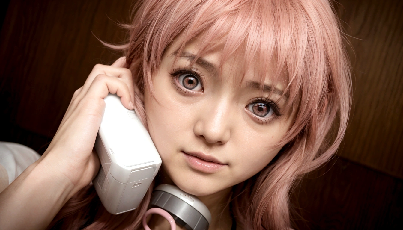 Anime girl with pink hair talking on cell phone., Mirai nikki, chica anime llamada gasai yuno, grandes ojos rosados, gasai yuno, primer plano de otro iwakura, gasai yuno, gasai yuno, ella tiene una linda cara expresiva, sakura haruno, captura de pantalla de un anime de 2012, in the anime movie, escena!!, Impactante