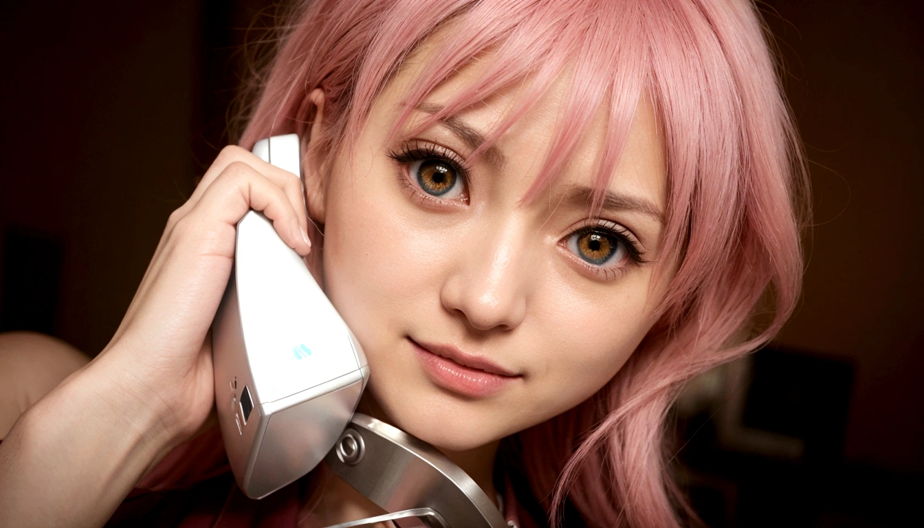 Anime girl with pink hair talking on cell phone., Mirai nikki, chica anime llamada gasai yuno, grandes ojos rosados, gasai yuno, primer plano de otro iwakura, gasai yuno, gasai yuno, ella tiene una linda cara expresiva, sakura haruno, captura de pantalla de un anime de 2012, in the anime movie, escena!!, Impactante