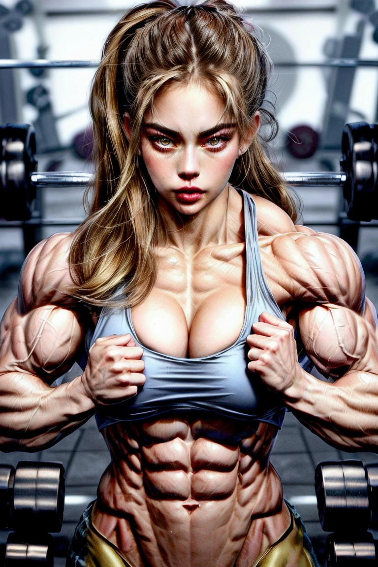 (2 girls body builders:1.6), ((masterpiece)), best quality, ultra-detailed:1.7, finely detail, high resolution:1.6, perfect dynamic composition, beautiful detailed faces:1.77, blonde babes:1.88, perfect red lipstick, perfect makeup:1.8, short denim bikini , large :1.4, lovely look:1.7, gorgeous face:1.6, defined muscles:1.4, beautiful faces:1.8, alessandra ambrossio, izabel goulart, Kate Upton, Gigi Hadid, candice swanpoel ,popped out dense veins on muscles:1.8, hyper detailed picture:1.4, 8k resolution: 1.7, flex muscles:1.3, hyper muscular body shape:1.42, photorealistic:1.5, realistic:1.6, face masterpiece:1.74, good and professional lighting on picture:1.38, Ukrainian-Moroccan muscle beauty goddess, masterpiece 22 years old Ariana Grande and Jennifer Lopez as bodybuilders, extremely high resolution, hyper feminine beauty , hyper realistic texture , extra large , hyper muscularity, hyper vascularity, ass of anium, cles of steel, ripped body shape, ripped sexy ass withkini,scular ass , topless, kiss, good face details, hyper face detailing, doing sex, super romantic mot, hyper romantic, romantic kiss, nude females, perfect symical face, sexy french kiss with tongueserious muscle posing, exaggerated muscular body, extremely shredded, flexing and posing muscles as bodybuilder, exaggerated veins on biceps
