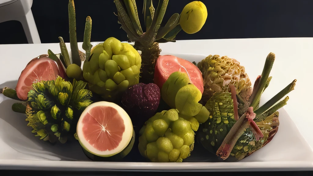 (8K, Foto CRU, melhor qualidade, Obra de arte:1.2), (realista, photo-realista:1.37), ultra-detalhado, elegancia, saude, frutas, obra prima, Decoration