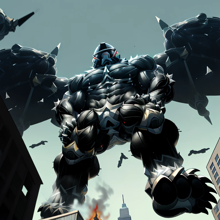 (masterpiece. official art. 8k. best quality. detailed full body. full body.)
(situation 1 : dominating LUCARIO. focus GIANT mechanical Muscular LUCARIO is trampling the CITY. macro. stomp. Low-angle perspective. emphasizing the immense size. The perspective is from below, emphasizing the sheer majesty and power of the Giant. giant art. He is much bigger than a skyscraper. Giga Giants. micro soccer field. looking down.)
(situation 2 :smoke and flames rising from the destruction in the city)
(Additional details 1: wearing a full-face helmet. helmet is jet black. The color of NANOSUIT is jet black. high-tech bio-mecha armor. real texture material. whole body shines like metal. Wearing cyberpunk mecha. emphasizes the muscles. suit fully made of metal. intricate armor. Robotic suit. suit fully made of metal. NANOSUIT with the same design as LUCARIO.).
(Additional details 2: (Detailed head. Detailed Body. Detailed abs. gigantic muscles. HYPER MUSCLES. Gigachad Muscular. big muscle. pecs. triceps. traps. unusually developed muscular body. body full of huge muscles. showing off muscles. pectorales enormes. Exaggeratedly huge muscles. huge muscles. long legs.).
(Additional details 3: nj5furry, Spread wings. It has wings. black have big wings. The claws are sharp. Sharp teeth.5 toes.).