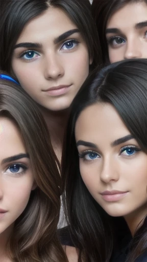 a group of Young italians, gathered together, focus on the face.