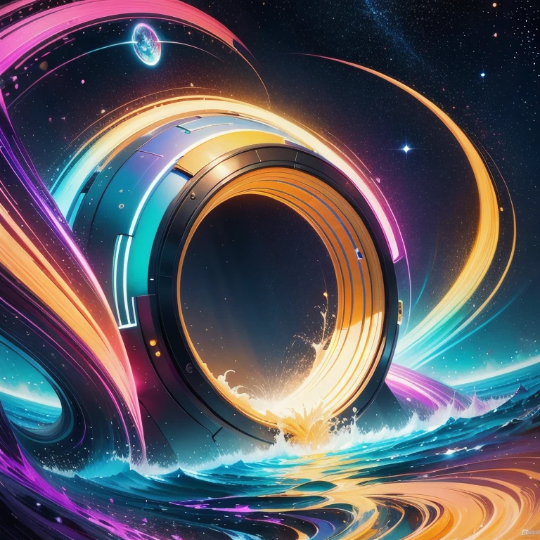 (Obra de arte, melhor qualidade:1.2), A portal to an unknown world: Draw an image representing the entrance of a magical portal that leads to a completely new and surprising universe. Explore vibrant colors, intriguing shapes, and surrealistic elements to create a scene that sparks imagination --ar 9:16