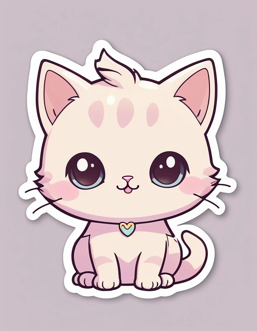 cat, kawaii, plain style, childsh, sticker, pastel colors