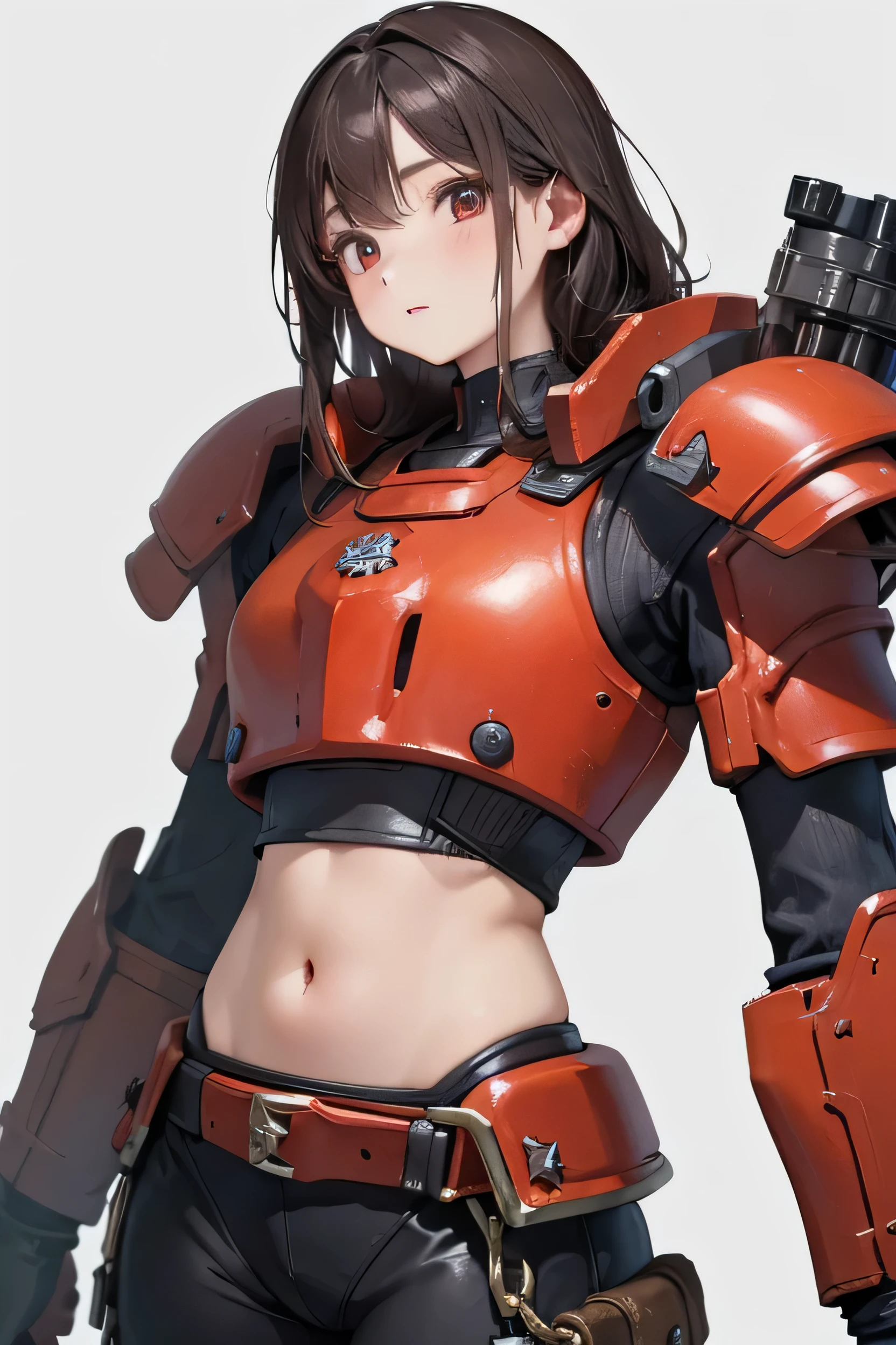 (masterpiece、highest quality)、Ultra high definition、Anime Style、Chaos Demon Female Whole Body、Warhammer 40K、Grab the Hellsword、Blood red brass power armor、8K High Resolution、Trend Art Station、White background、whole body