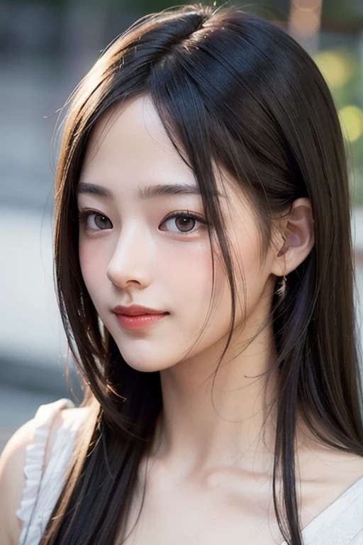 masterpiece, best picture quality, high quality, beautiful girl, Japanese, Japanese school girl, popular Korean makeup, detailed, swollen eyes, detailed eyes, detailed skin, beautiful skin, ultra high resolution, (reality: 1.4), very beautiful, slightly younger face, beautiful skin, slender, (ultra realistic), (illustration), (high resolution), (8K), (highly detailed), (best illustration), (beautifully detailed eyes), (super detailed), (wallpaper), (detailed face), looking at viewer, fine details, detailed face, pureerosfaceace_v1, smiling, looking straight ahead, looking straight ahead, angle from waist up, realistic photo, bright lighting, professional lighting, blonde, long hair, dark abandoned, big red moon, gorgeous red and black dress, mature woman,Kiss Shot Acerola Orion Heart Under Blade