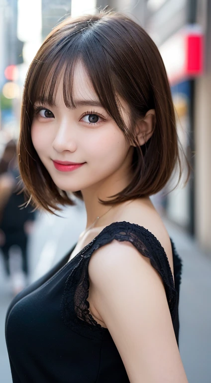 Tabletop, highest quality, figure, Very detailed, In detail, High resolution, 8k wallpaper, Perfect dynamic composition, Beautiful fine details, Women's fashion,Very short hair,small breast natural color lip, Bold sexy pose,smile,Harajuku、20-year-old girl、cute、sexy shot looking at camera
