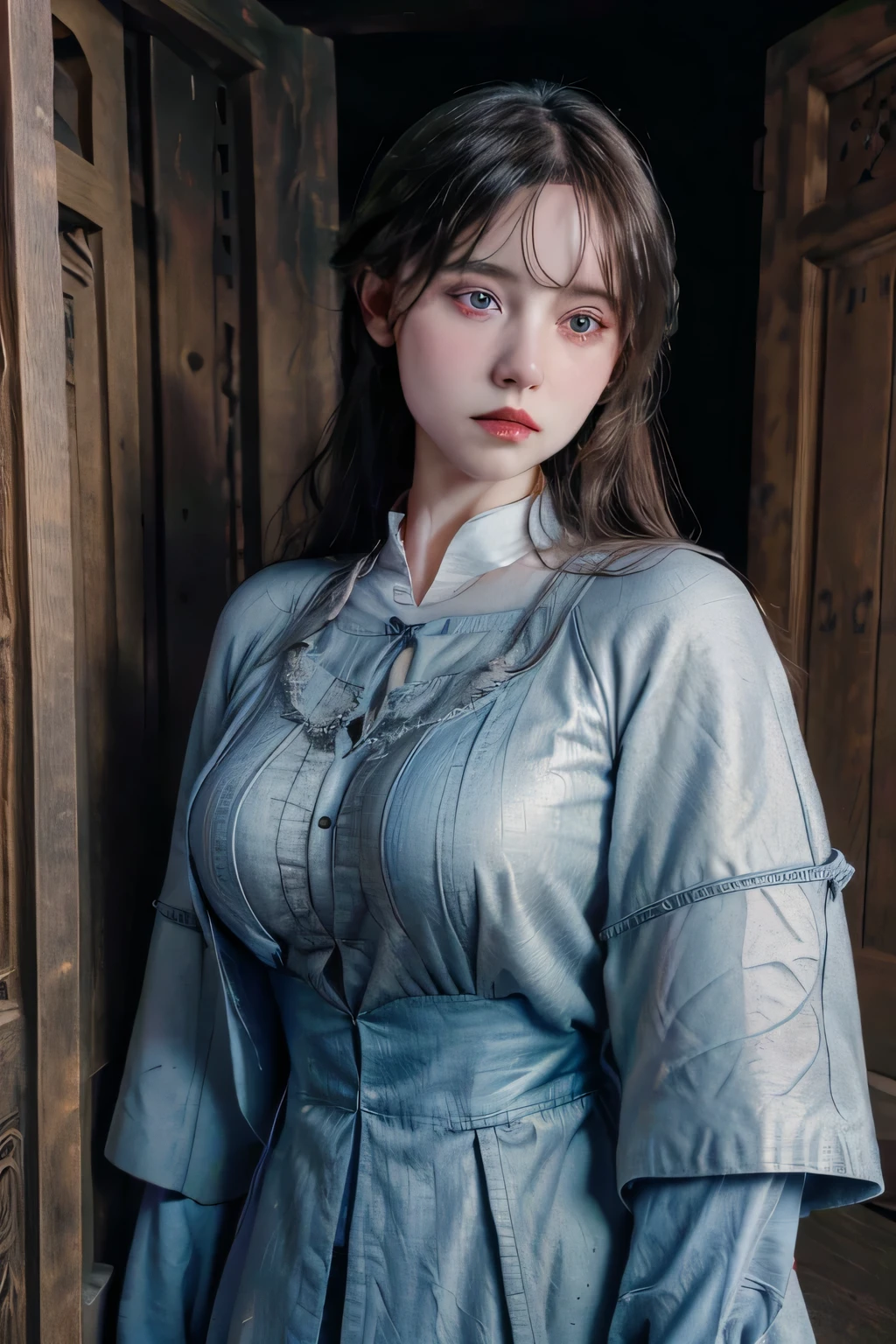 a medieval boy with black hair, blue eyes, medieval clothes, serious expression, medieval setting, a medieval girl with blonde hair, blue eyes, medieval dress, medieval setting, (best quality,4k,8k,highres,masterpiece:1.2),ultra-detailed,(realistic,photorealistic,photo-realistic:1.37),medieval fantasy,medieval painting,dramatic lighting,vibrant colors