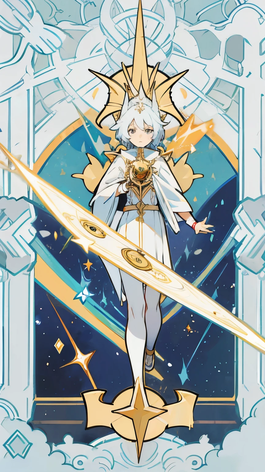 Back of the tarot card color blanco con una estrella en medio de la carta estilo anime