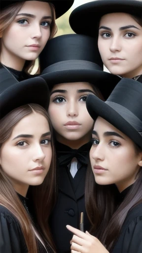 a group of Young Haredi woman gathered together, focus on the face.