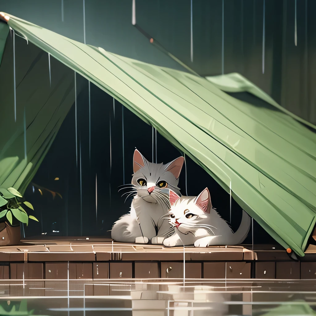 rainy season Cat Sheltering from the Rain