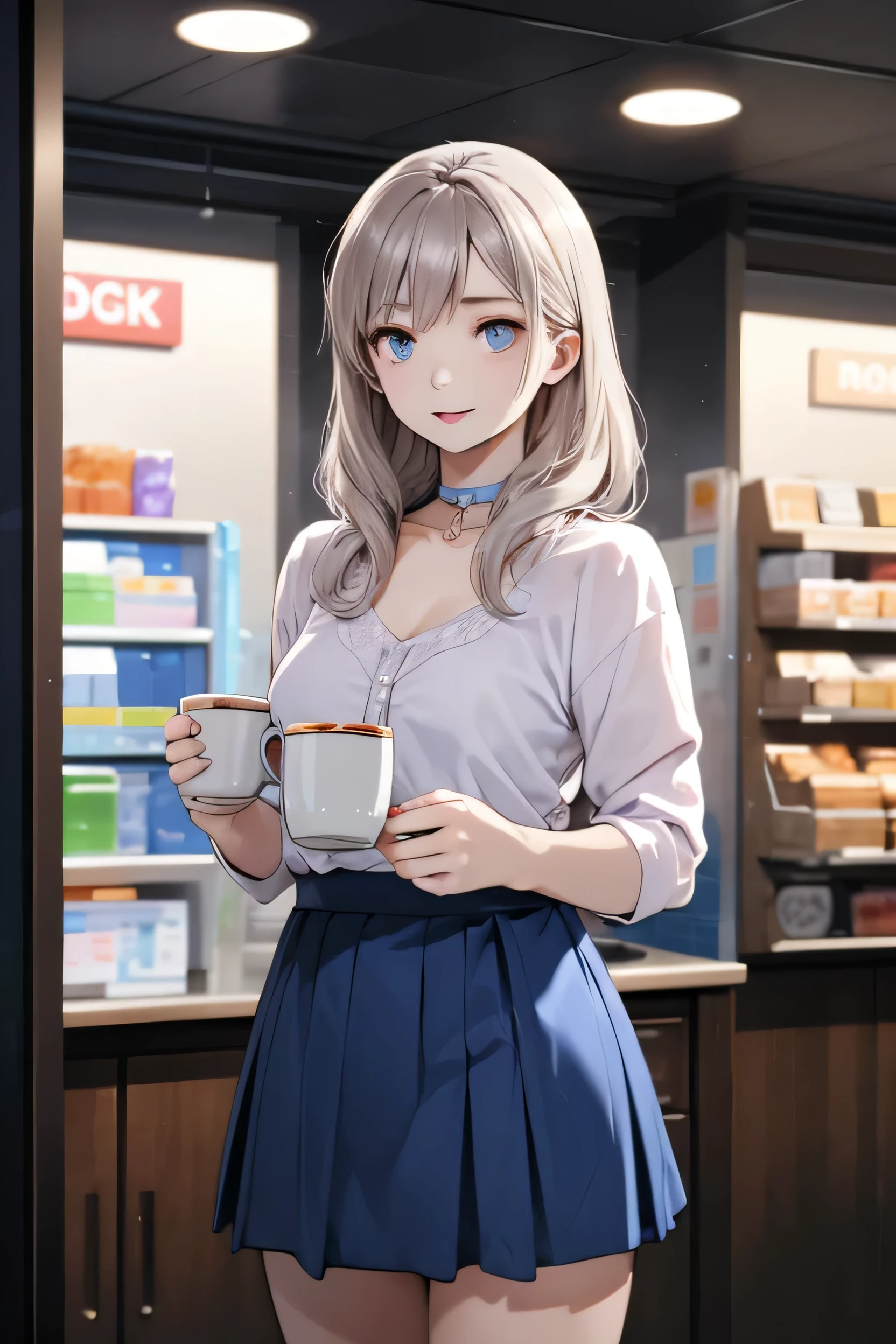 (Photorealistic:1.8, highest quality:1.8,8K masterpiece:1.8,High resolution,Mastepiece:1.8,RAW Photos,Cinematic lighting),No split screen、morning、maid Cafe、(A female store clerk wearing a maid outfit:1.5)、(Soryu Asuka Langley)、
(Completely naked、choker、Medium chest、mini skirt、Wide open chest、Beautiful thighs、Plump nipples)、
(Random hairstyle、Beautiful, shining red, blue, white, brown and silver hair:1.5)、Sparkling Blue Eyes、looks fun、Smile、holding a coffee cup、Random Pause、Random Angle