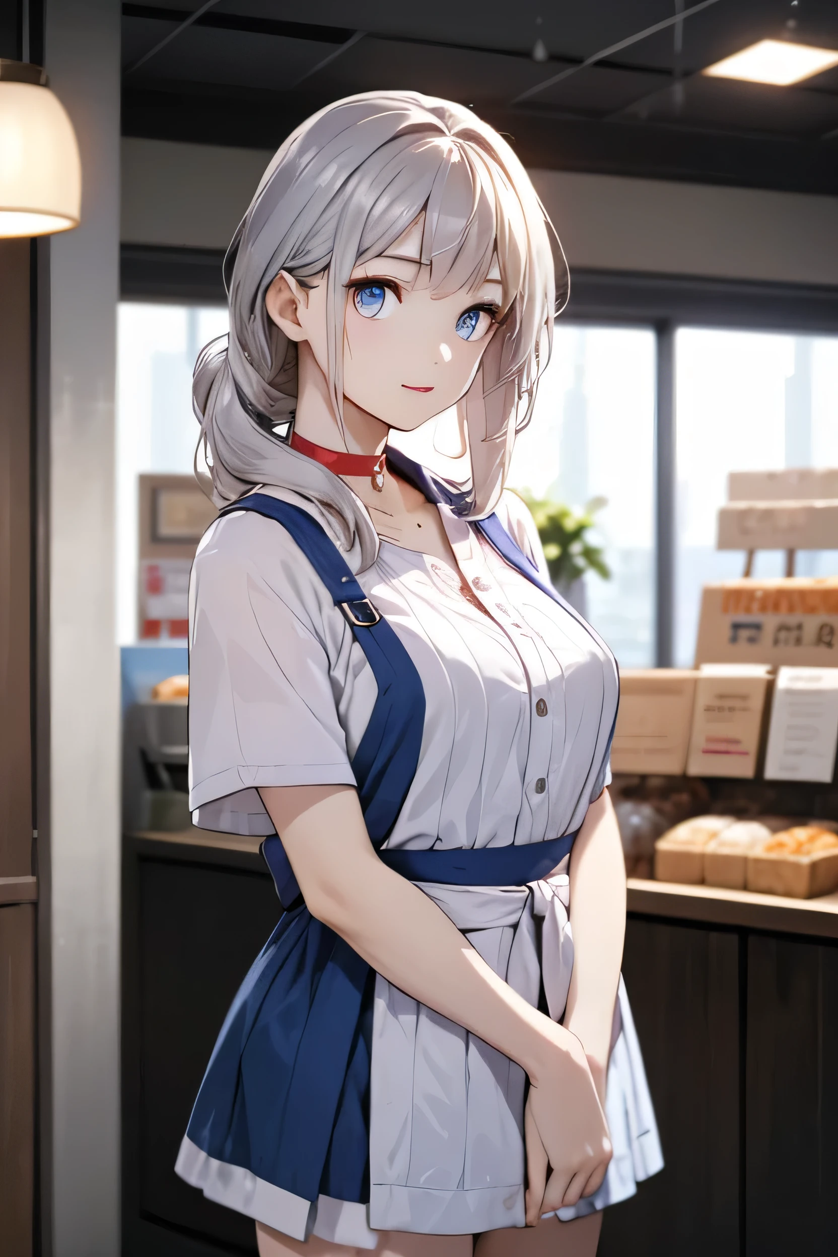 (Photorealistic:1.8, highest quality:1.8,8K masterpiece:1.8,High resolution,Mastepiece:1.8,RAW Photos,Cinematic lighting),No split screen、morning、maid Cafe、（A female store clerk wearing a maid outfit:1.5)、(Soryu Asuka Langley)、
（Completely naked、choker、Medium chest、mini skirt、Wide open chest、Beautiful thighs、Plump nipples）、
(Random hairstyle、Beautiful, shining red, blue, white, brown and silver hair:1.5)、Sparkling Blue Eyes、looks fun、Smile、holding a coffee cup、Random Pause、Random Angle