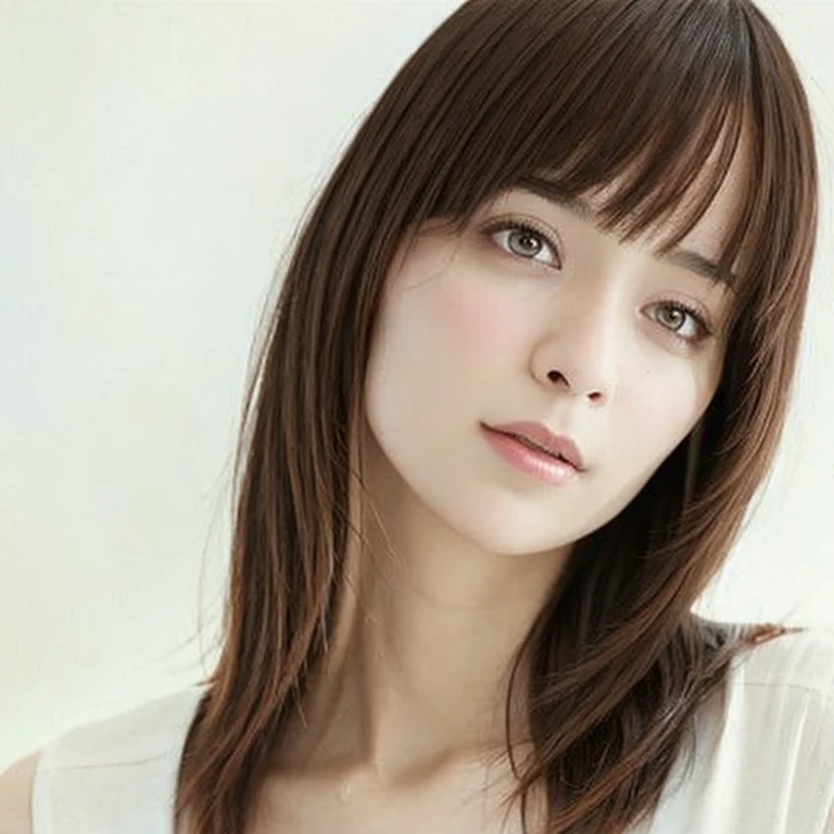 (highest quality, 8k, 32k, masterpiece), (Realistic), (Photorealistic:1.2), (High resolution), Very detailed, Very beautiful face and eyes, 1girl, Delicate body, (close, highest quality, Attention to detail, Rich skin detail), (highest quality, 8k), Very detailed, (Realistic, Realistic:1.37), Bright colors, (((Bust Shot))), (((Pure white wall background))), (((Look straight ahead)))