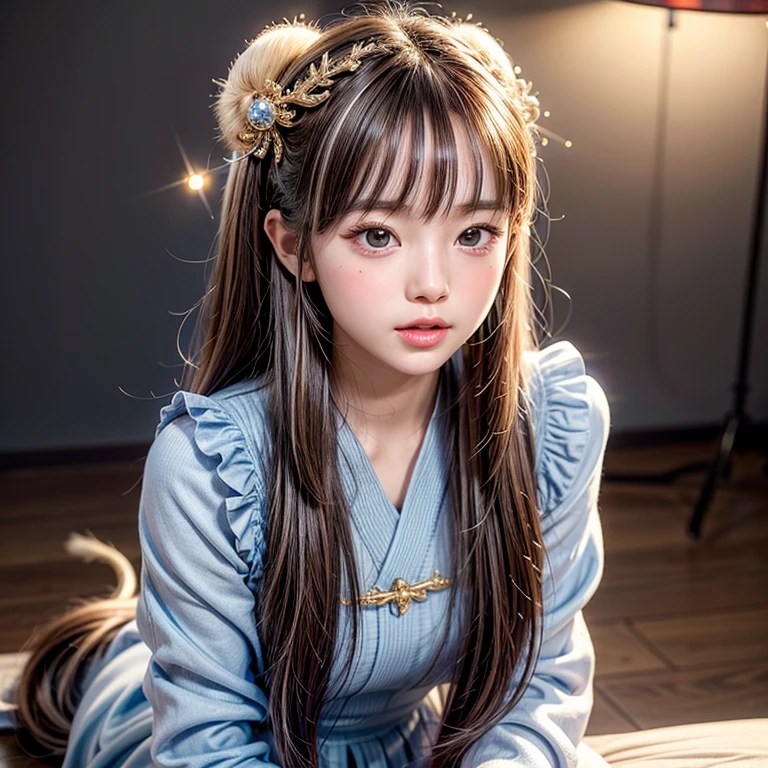 NSFW, 8k, High-level, absurd, masterpiece, best quality, primitive, very detailed CG, very detailed wallpaper, perfect lighting, Extremely detailed (((The personifying " Shenlong " as a Little Girl))), MysticSight, Tyndall effect, Tyndall scattering, Studio gray background with (many Dazzling RainbowColor particles BokeH:1.28), (RoundlyButts, ThighGap), (Exposed:0.4), (Assfocus with looking ahead), BREAK (NOGIZAKA face variations) Extremely Detailed very KAWAII face variations, perfect anatomy, Childish, captivating gaze, elaborate detailed Eyes with (sparkling highlights:1.28), long eyelashes、Glossy RED Lips with beautiful details, Coquettish tongue, Rosy cheeks, Radiant PearlSkin with clear transparency . { (Dynamic LifeLike expressions:1.4) | :d) }, (large eyes:-1) .